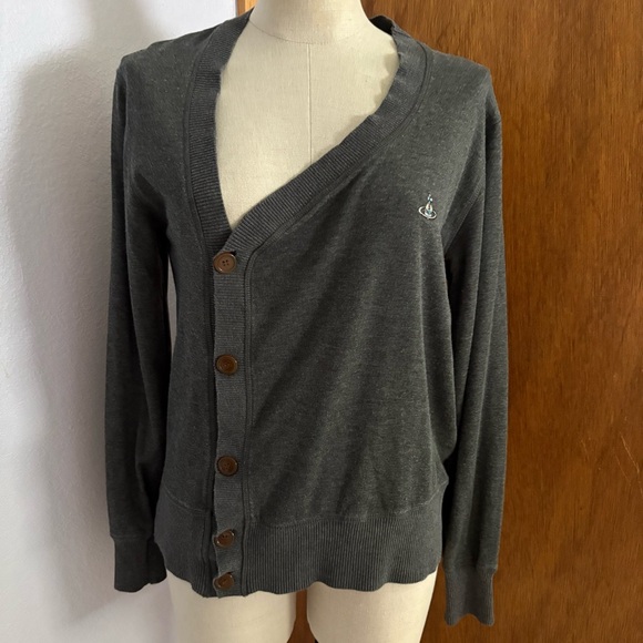 Vivienne Westwood Sweaters - VIVIENNE WESTWOOD Man sz 46 sz S Gray Asymmetrical Cardigan Tencel